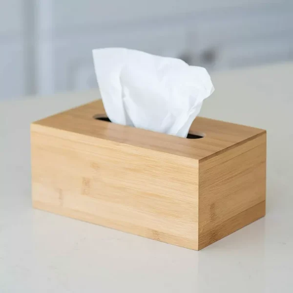 Sustainable Wooden Tissue Box – 100% Natural with Walnut Finish - Image 2