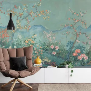 Handmade Painted Vintage Floral Trees Wall Mural -EMODIS